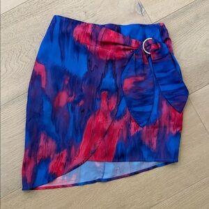 MAJORELLE Blue and Magenta Tie-Dye Midi Skirt
